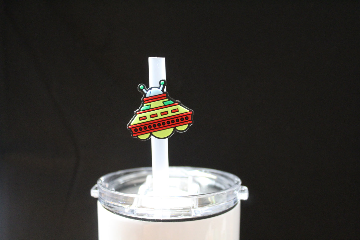 Alien Spaceship Straw Charm