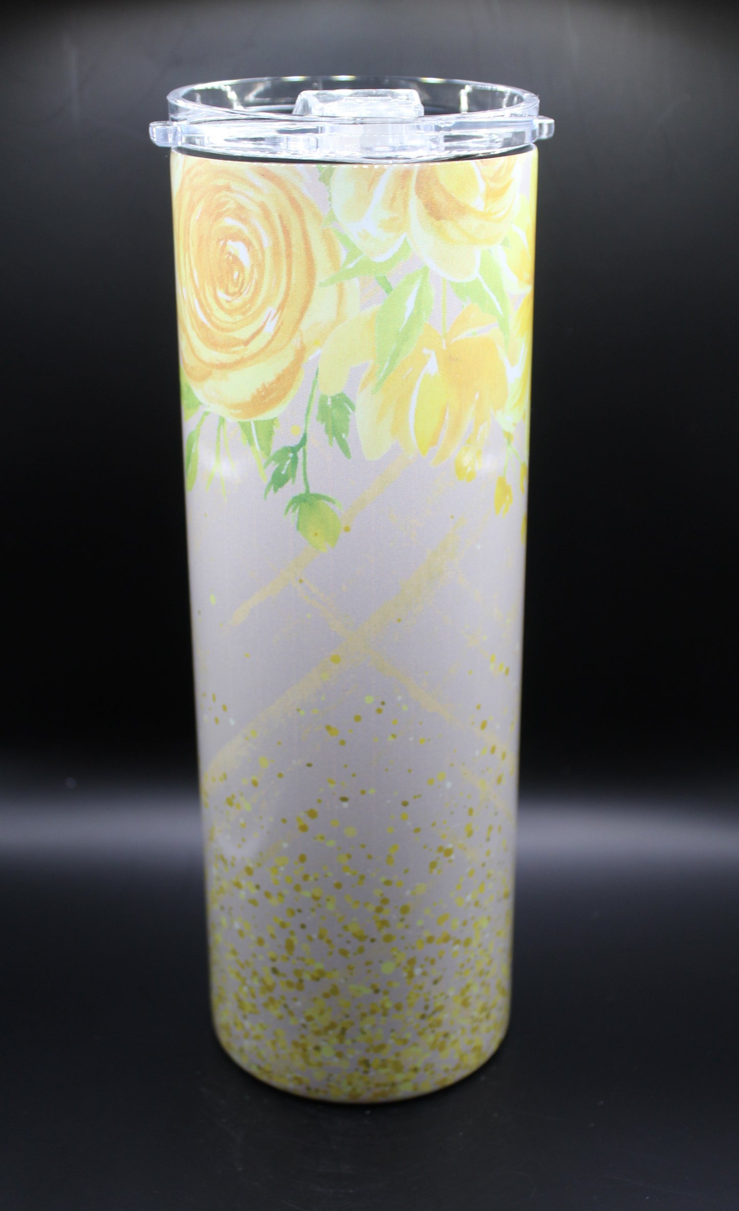 20 oz Yellow Roses & Gold Glitter