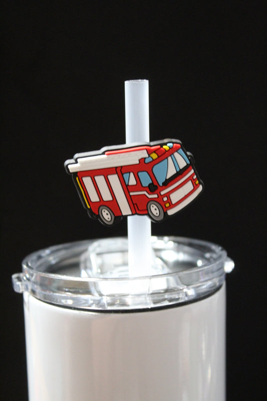 Fire Truck Straw Charm