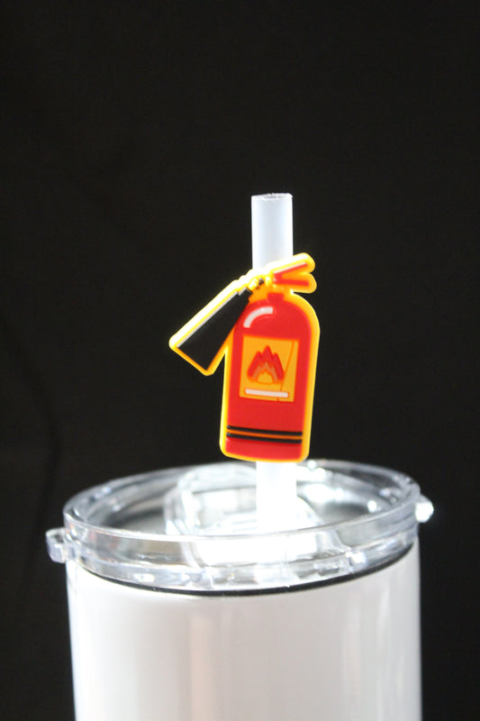 Fire Extinguisher Straw Charm