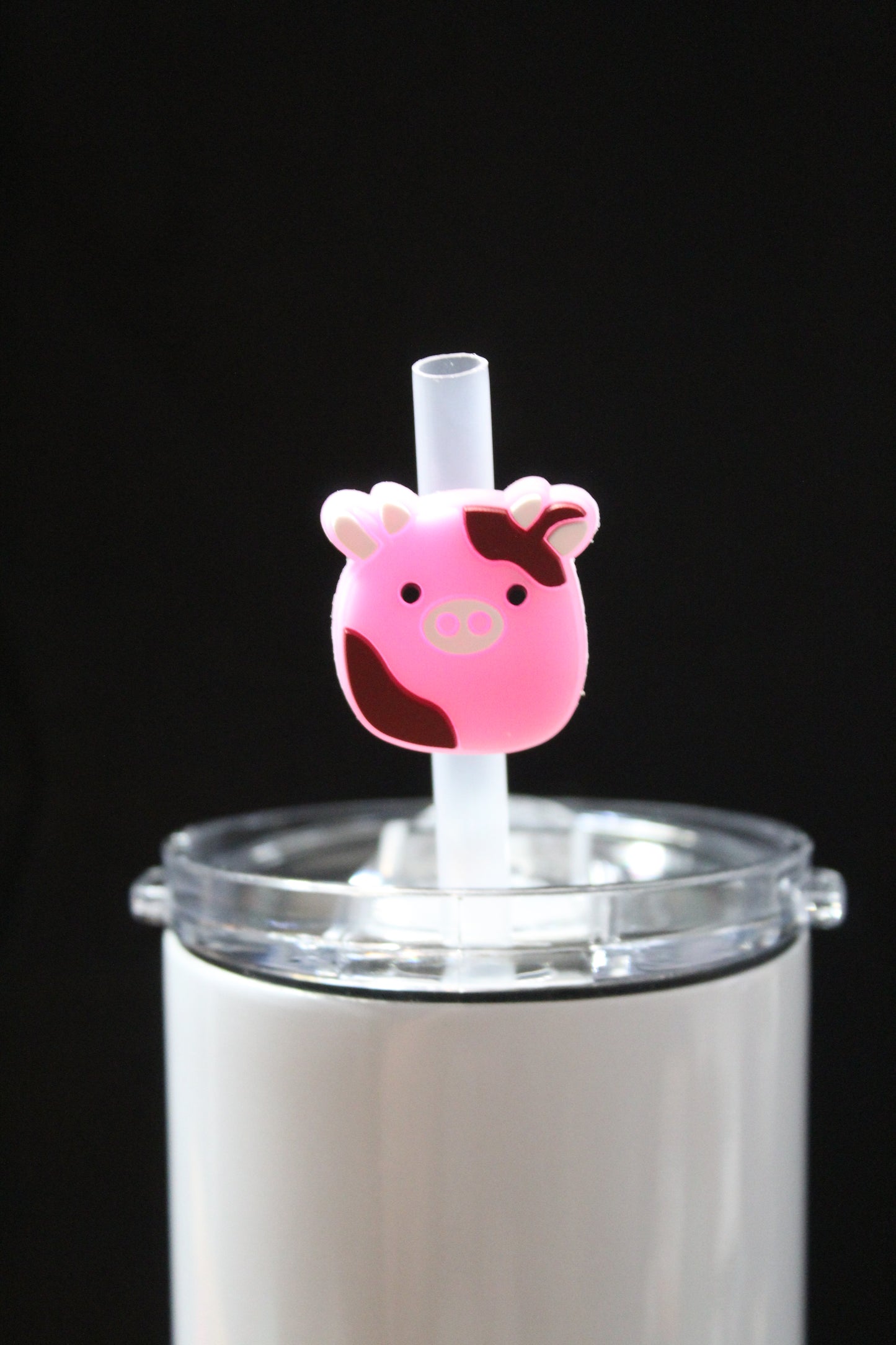 Pink Cow Straw Charm