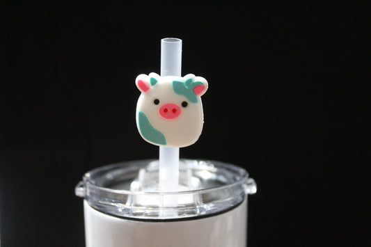 Blue Cow Straw Charm