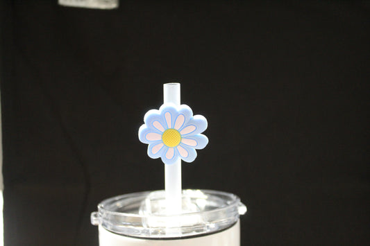 Blue Flower Straw Charm