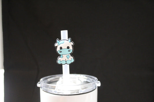 Blue Cow Straw Charm