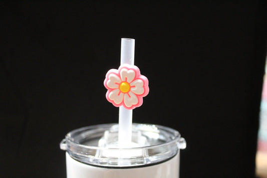 Pink/White Flower Straw Charm