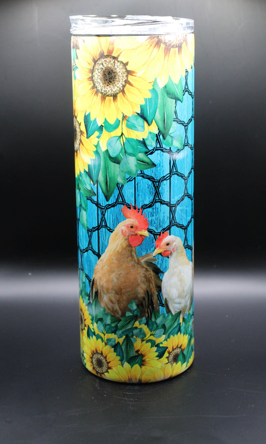 20 oz Sunflower Chickens Tumbler