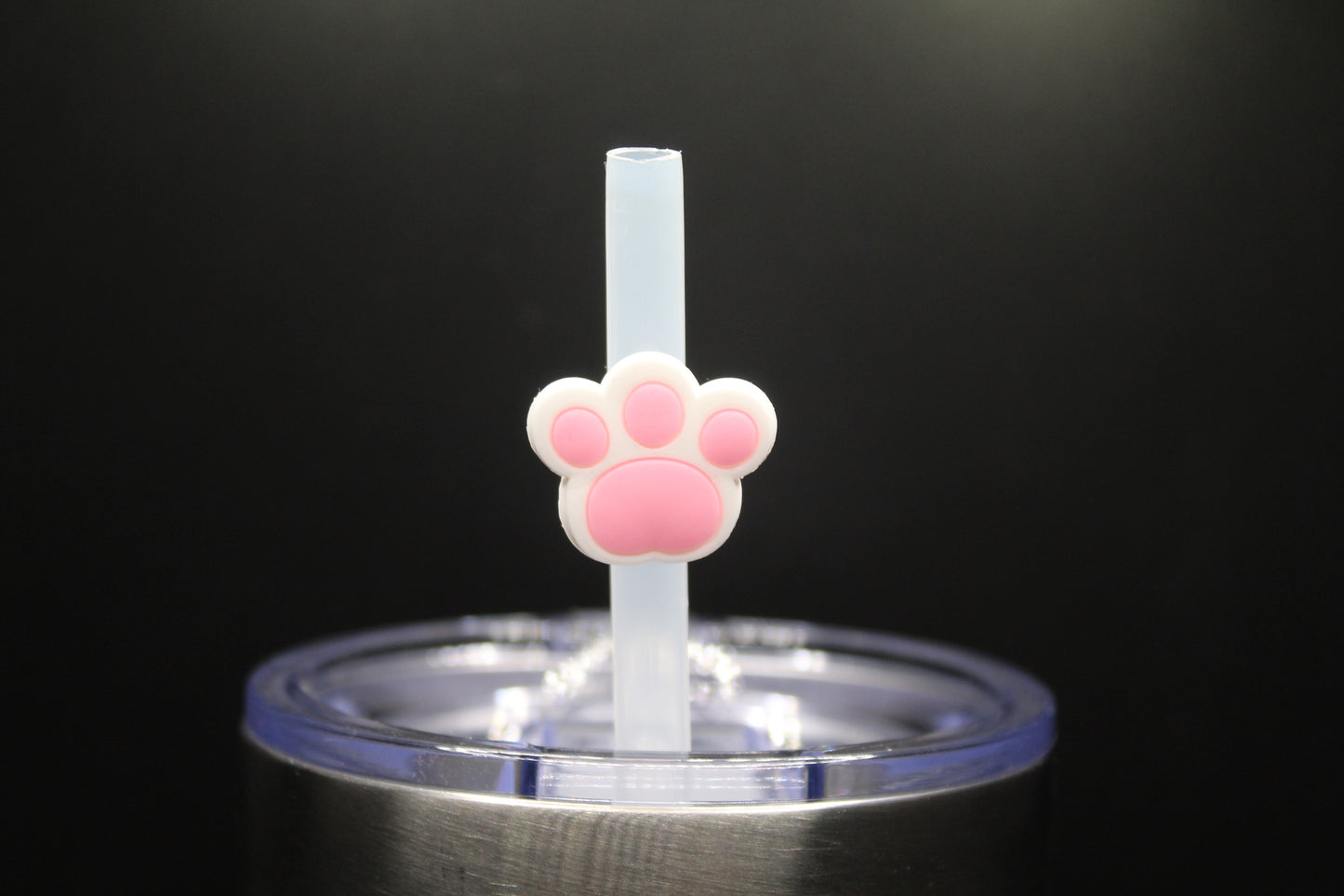 Pink Paw Straw Charm