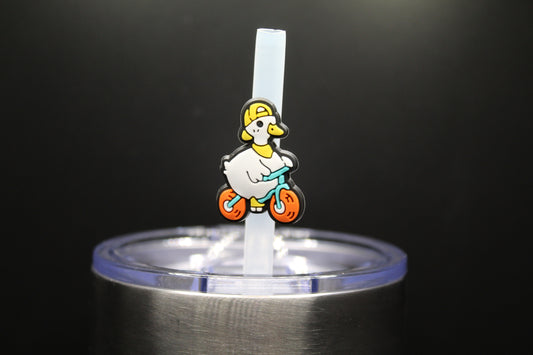 Biking Duck Straw Charm