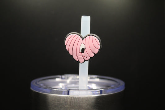 Pink Heart Straw Charm