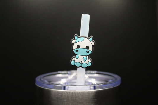 Blue Cow Straw Charm